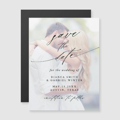 Modern Faded Photo Wedding Save the Date Magnetic