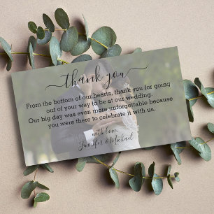 Modern Faded Photo Wedding Thank You Budget Note Card