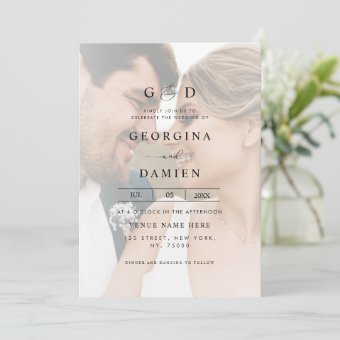 Modern Fading 2 Photo Ampersand All in One Wedding Invitation | Zazzle