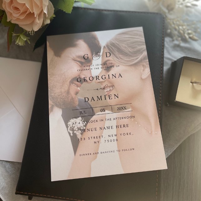 Modern Fading 2 Photo Ampersand All in One Wedding Invitation (Creator Uploaded)