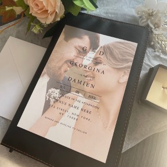 Modern Fading 2 Photo Ampersand All in One Wedding Invitation | Zazzle