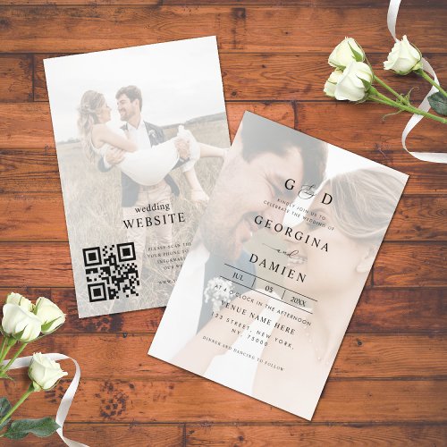 Modern Fading 2 Photo Ampersand All in One Wedding Invitation