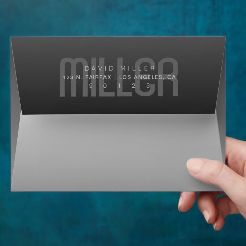 Modern Fading Black  Grey Ombre Return Address Envelope