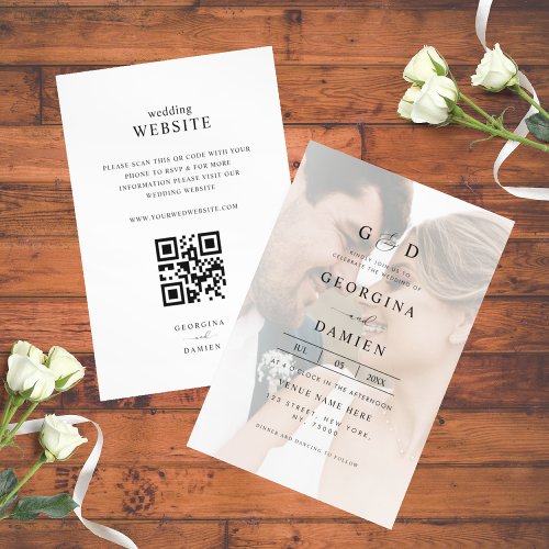 Modern Fading Photo Ampersand All in One Wedding Invitation