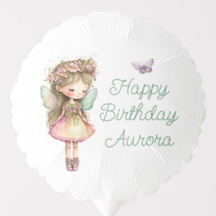 Modern Fairy & Butterfly Happy Birthday Balloon