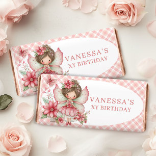 Modern Fairy Girl Blush Floral Birthday Hershey  Bar Favors