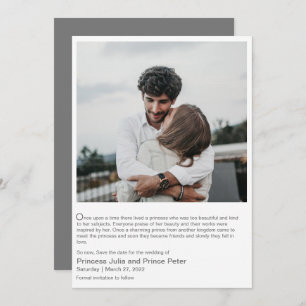 Modern Fairytale Love Story Photo Save The Date In Invitation