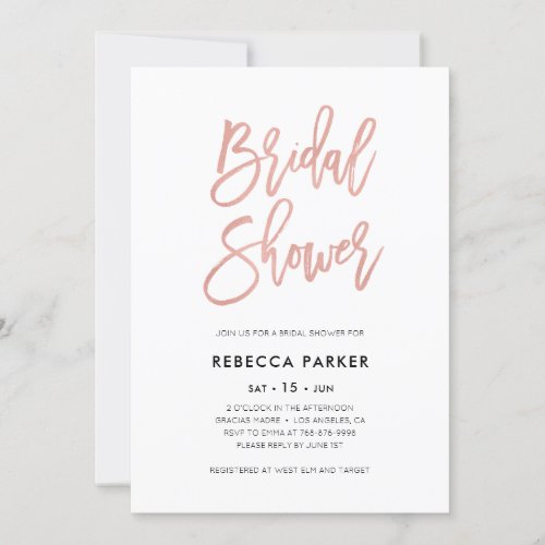 Modern Fairytale Rose Gold Bridal Shower Invites