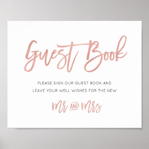 Modern Fairytale Rose Gold Wedding Guestbook Sign