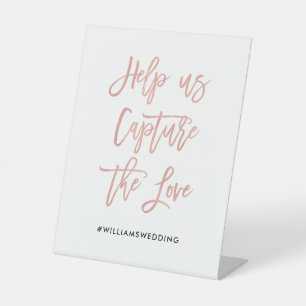 Modern Fairytale Rose Gold Wedding Hashtag Sign