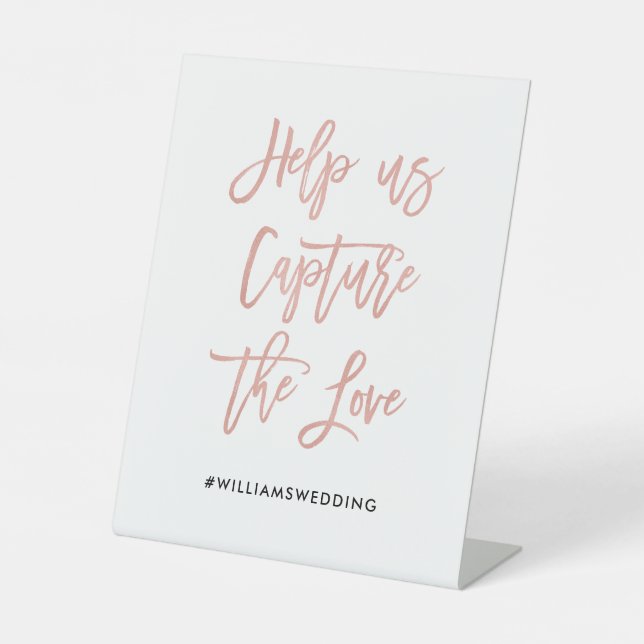 Modern Fairytale Rose Gold Wedding Hashtag Sign (Front)