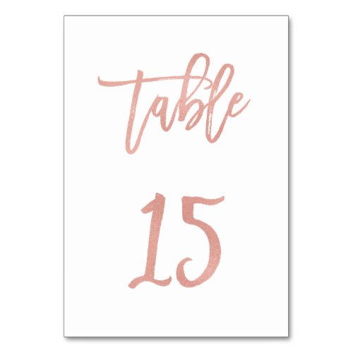 Modern Fairytale Rose Gold Wedding Table Number 15