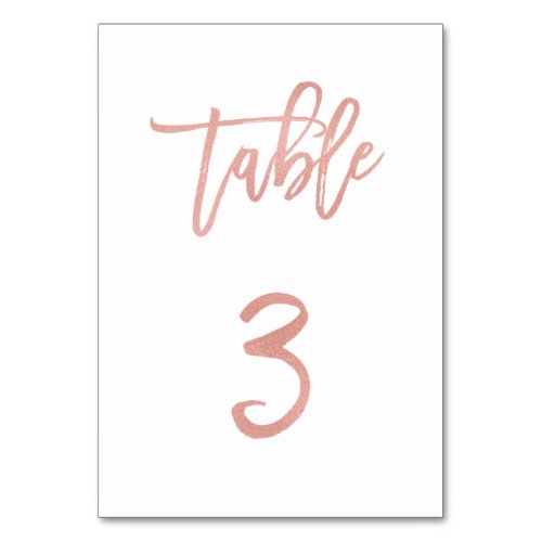 Modern Fairytale Rose Gold Wedding Table Number 3