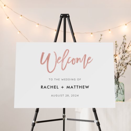 Modern Fairytale Rose Gold Wedding Welcome Sign