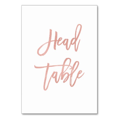 Modern Fairytale Script Rose Gold Wedding Head Table Number