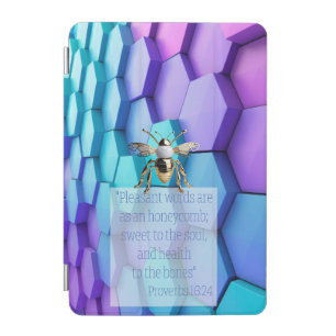 Modern Faith Blue Mauve Geometric Honeycomb Bee iPad Mini Cover
