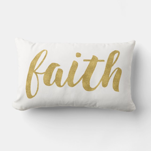 Modern Faith In Gold Decorative Lumbar Pillow (Front)
