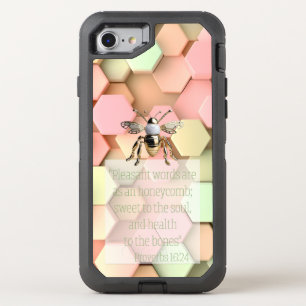 Modern Faith Pastel Modern Honeycomb Gold Bee OtterBox Defender iPhone SE/8/7 Case