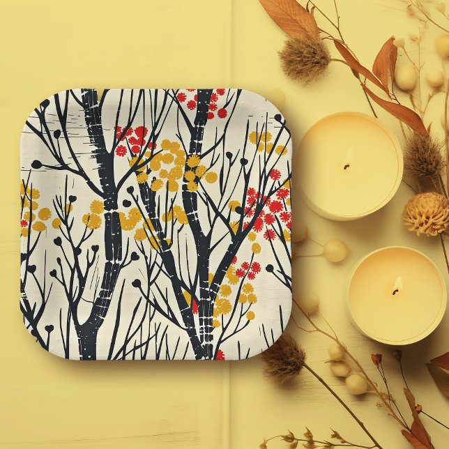 Modern Fall Abstract Scandinavian Paper Plates (Creator Uploaded)
