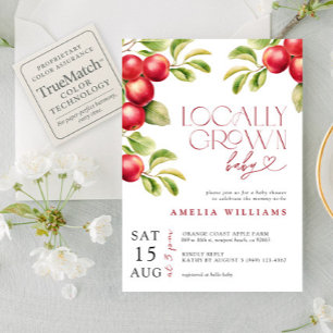 Modern Fall Autumn Apple Locally Grown Baby Shower Invitation