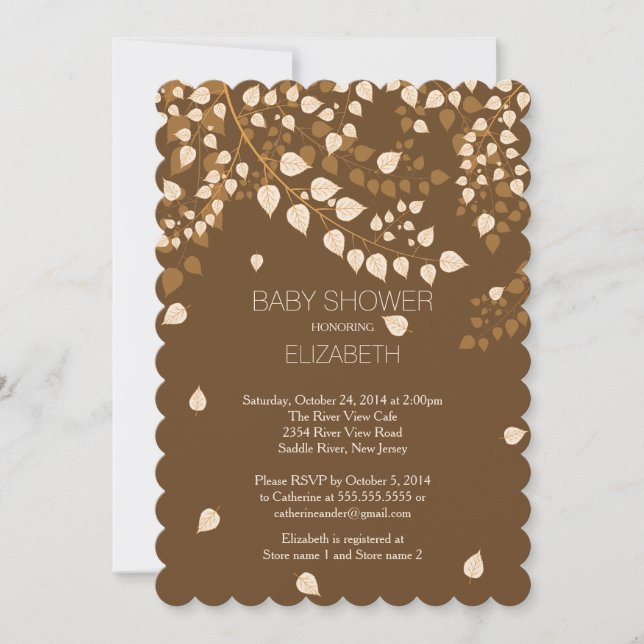 Modern Fall Autumn Leaf Baby Shower Invitation (Front)