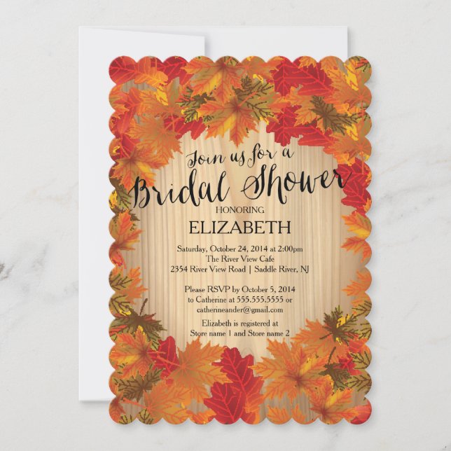 Modern Fall Autumn Leaf Bridal Shower Invitation (Front)