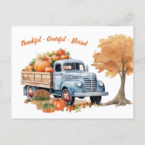 Modern Fall Autumn Pumpkin Thanksgiving Postcard