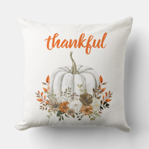 Modern Fall Autumn Watercolor Pumpkin Throw Pillow