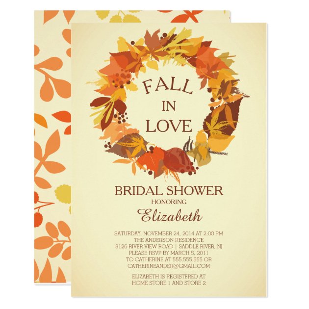 Modern Fall Autumn Wreath Bridal Shower Invitation