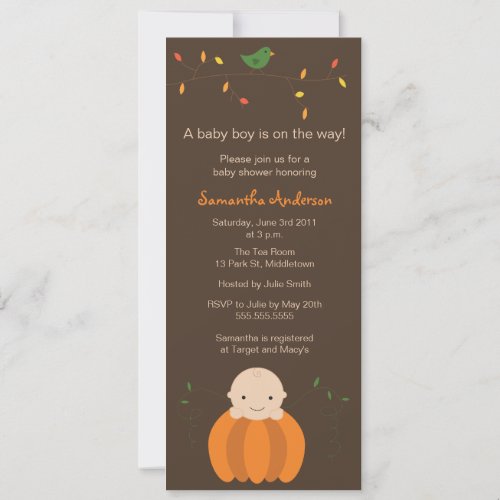Modern Fall Baby Shower Inviation - Boy Personalized Invitations
