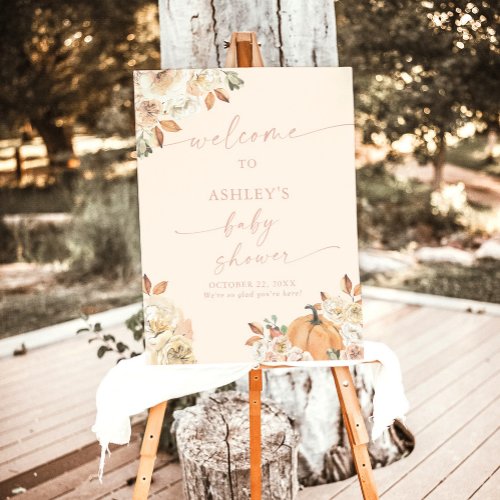 Modern Fall Baby Shower Welcome Sign Pumpkin Fall Foam Board