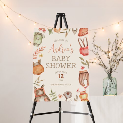 Modern Fall Boho Baby Clothes Baby Shower Welcome Foam Board