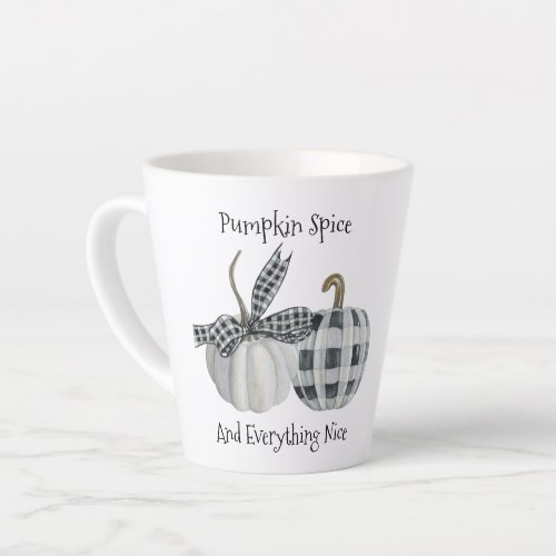 Modern Fall Buffalo Plaid Pumpkin  Latte Mug