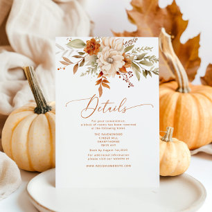 Modern Fall burnt orange wedding details Enclosure Card