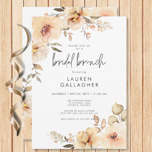 Modern Fall Champagne Floral Frame Bridal Brunch Invitation