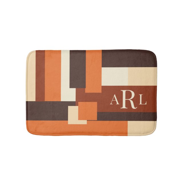 Modern Fall Color Block Personalized Bath Mat (Front)