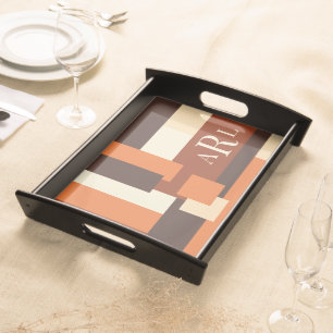 Modern Fall Color Block Personalized Serving Tray