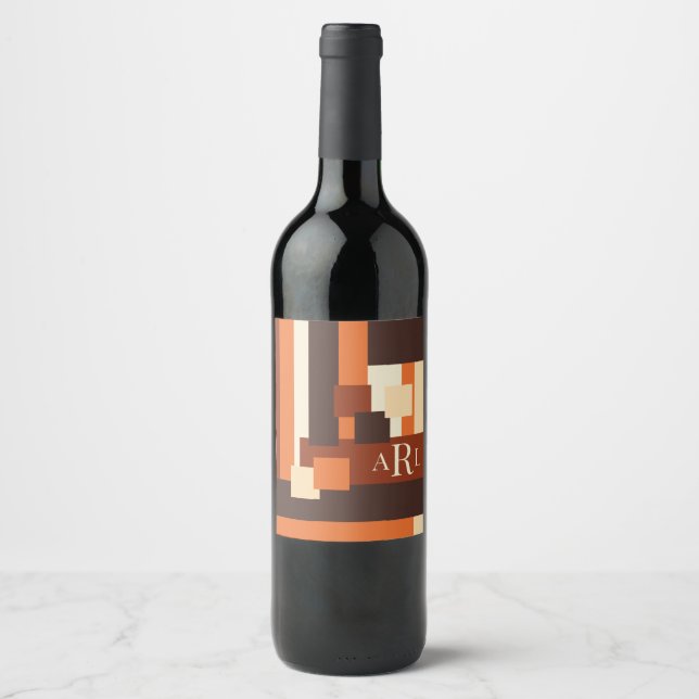 Modern Fall Color Block Personalized Wine Label (Front)