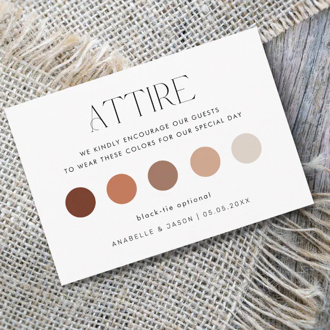 Modern Fall Color Palette Wedding Guest Attire Enclosure Card | Zazzle