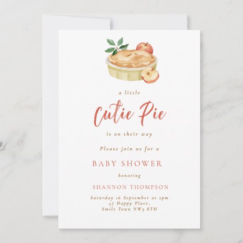 Modern Fall Cutie Pie QR Code Baby Shower Invitation