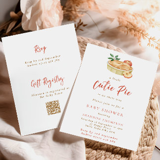 Modern Fall Cutie Pie QR Code Baby Shower Invitation