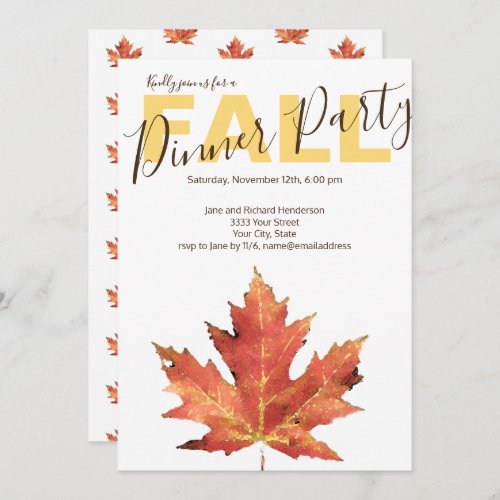 Modern Fall Dinner Party Invitation