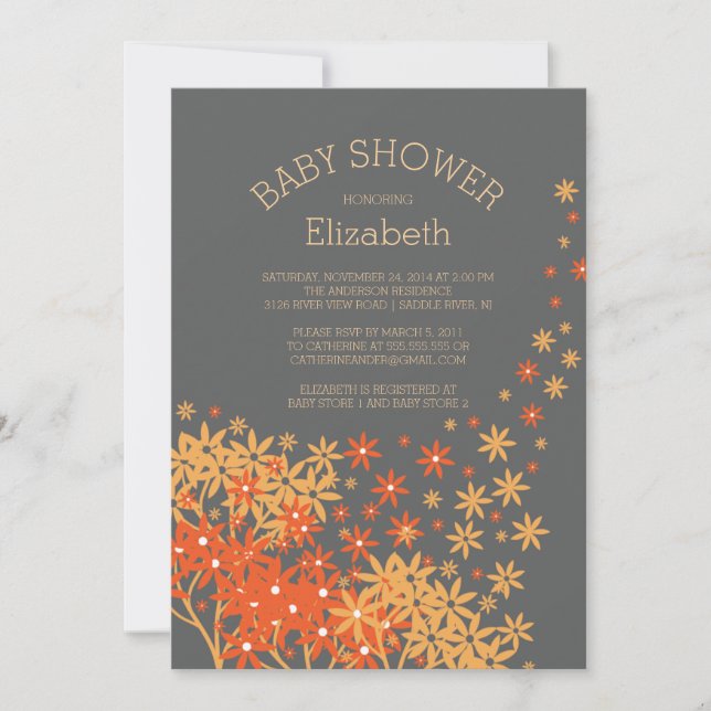 Modern Fall Floral Baby Shower Invitation (Front)
