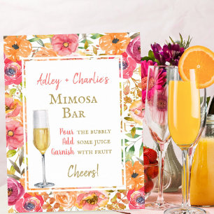 Modern fall floral brunch wedding shower Mimosa Poster