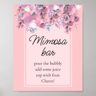 Modern Fall Floral Dusty Rose Mimosa bar     Poster
