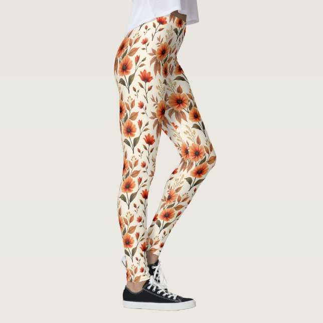 Modern Fall Floral Leggings (Right)