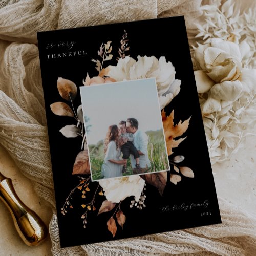 Modern Fall Floral Thanksgiving Holiday Card