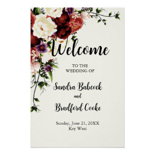 Modern Fall Floral Wedding Welcome sign