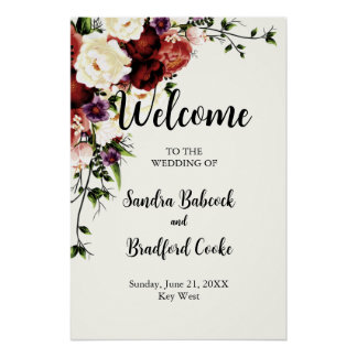 Modern Fall Floral Wedding Welcome sign