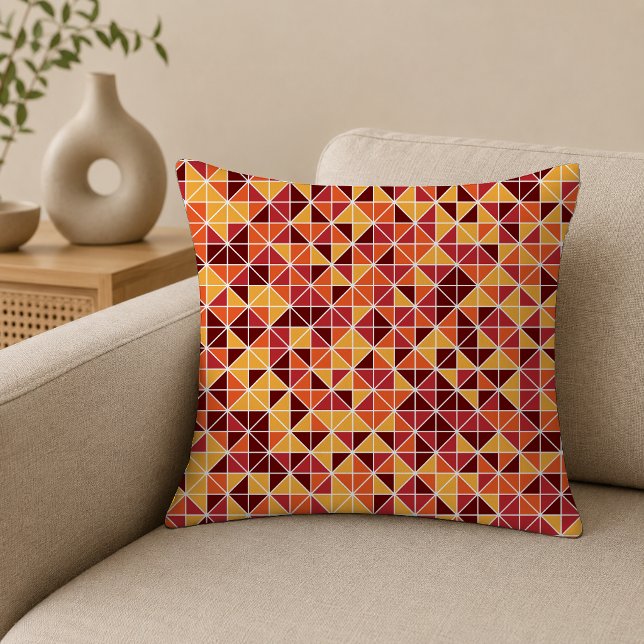 Modern Fall Geometric Triangle Pattern Throw Pillow (Creator Uploaded)
